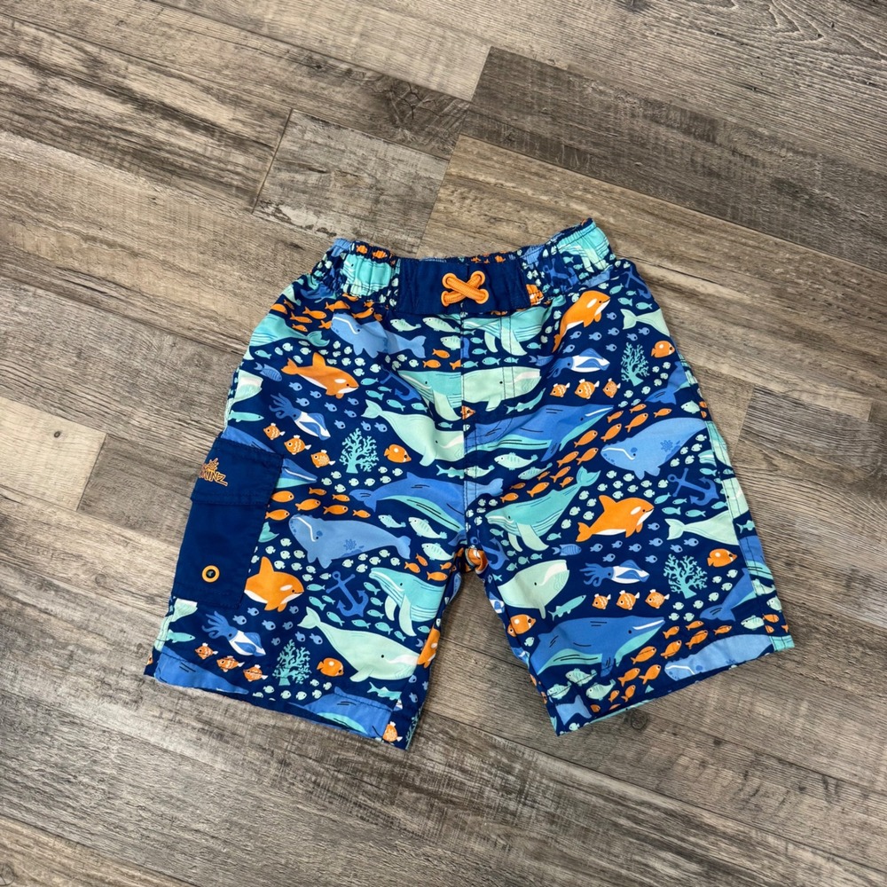 UV Skinz Boy's Size 5 Blue Sea Life Whale Shark Print Swim Trunks